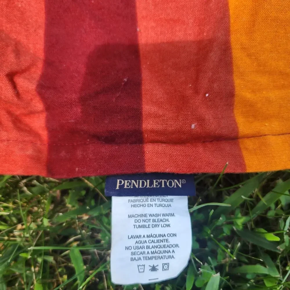 Pendleton Orange Blue Vibrant Multi-Striped Twin Bed Top Sheet Grand Canyon